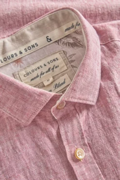 Hemden*Colours & Sons Basic Leinen Hemd Kurzarm - Mauve
