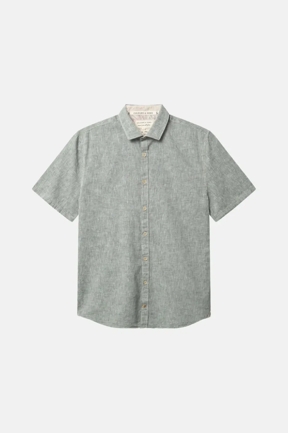Hemden*Colours & Sons Basic Leinen Hemd Kurzarm - Sage