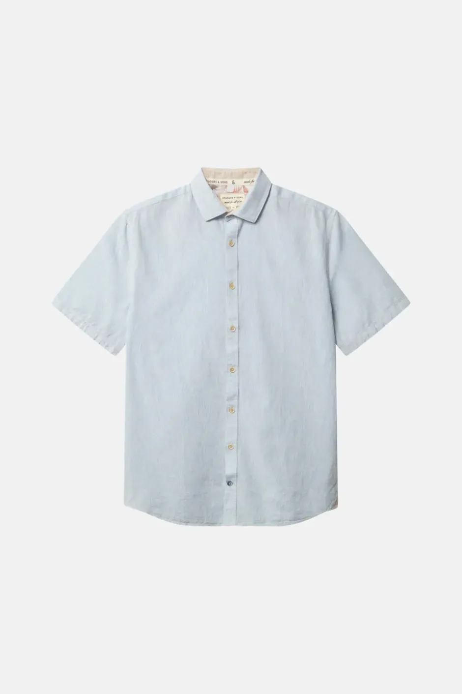 Hemden*Colours & Sons Basic Leinen Hemd Kurzarm - Vintage Blue