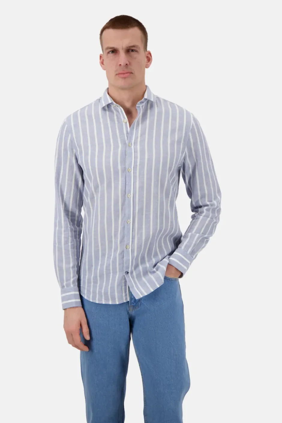 Hemden*Colours & Sons Hemd gestreift Leinenmischung - Denim Stripes