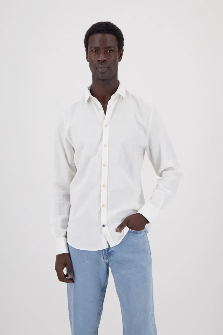 Hemden*Colours & Sons Hemd Leinen Blend - White