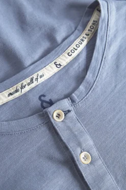 T-Shirts & Polos|Longsleeves*Colours & Sons Henley Shirt Slub - Denim