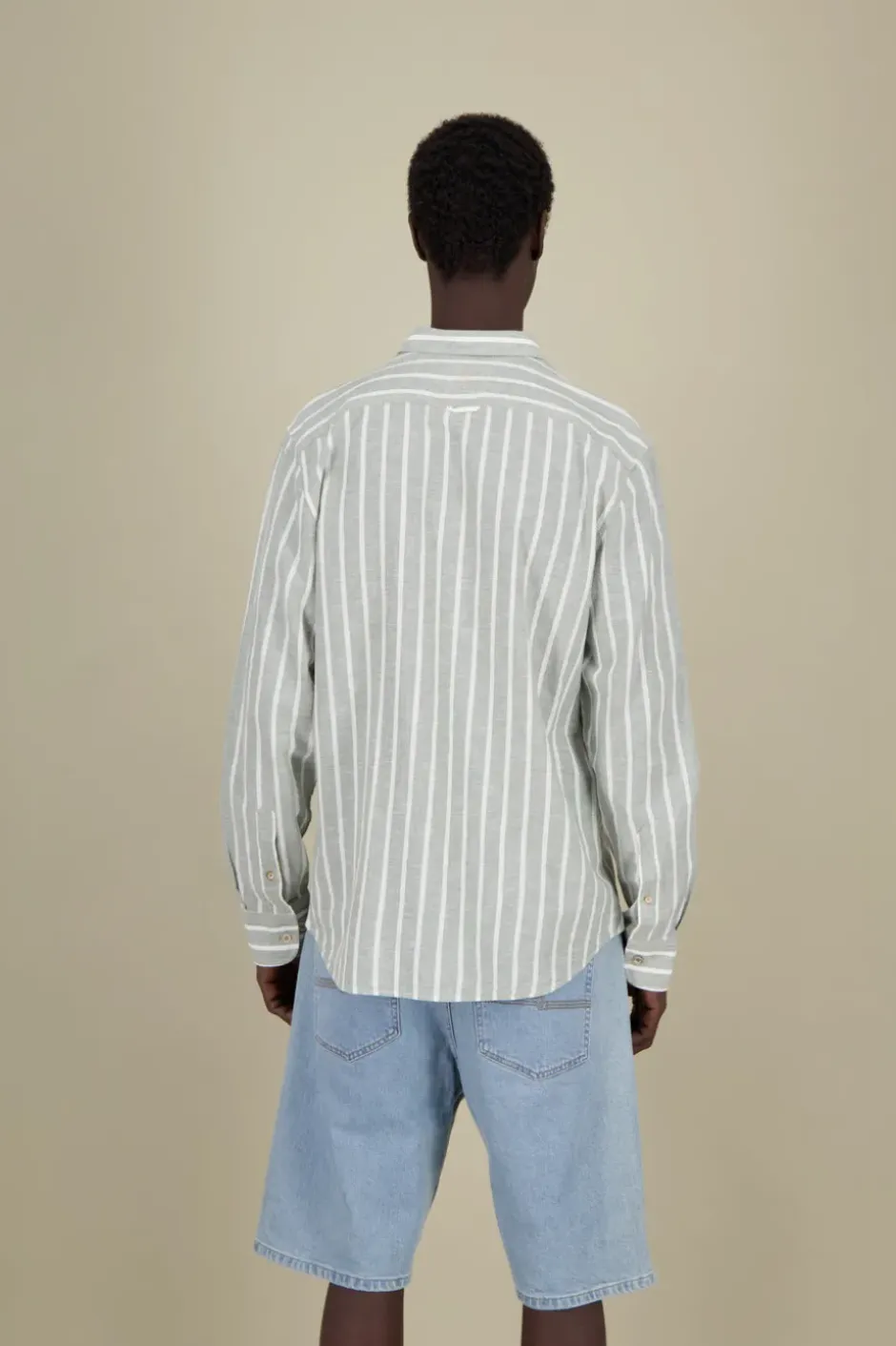 Hemden*Colours & Sons Linen Shirt striped - Wasabi Stripes