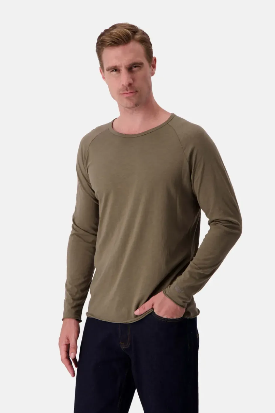 T-Shirts & Polos|Longsleeves*Colours & Sons Longsleeve Slub - Olive